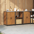 vidaXL Kitchen Storage Set with Shelf with Storage with Door 3 pcs Rusty 180 x 50 x 92 cm