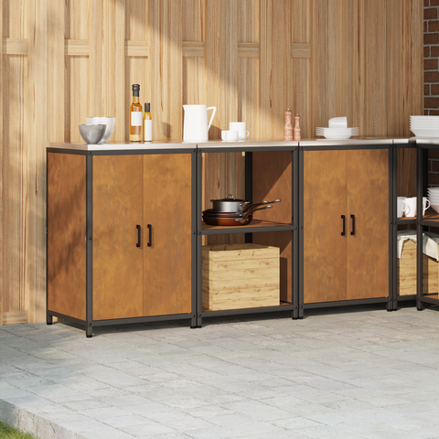 vidaXL Kitchen Storage Set with Shelf with Storage with Door 3 pcs Rusty 180 x 50 x 92 cm