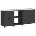 vidaXL with Shelf Other with Storage with Door 3 pcs Black Cold-rolled steel