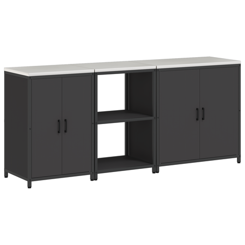 vidaXL with Shelf Other with Storage with Door 3 pcs Black Cold-rolled steel