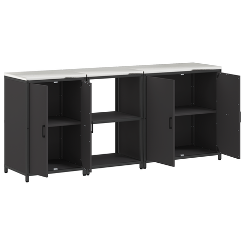 vidaXL with Shelf Other with Storage with Door 3 pcs Black Cold-rolled steel