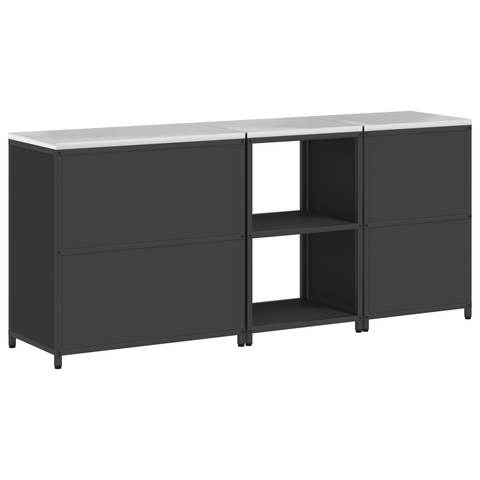 vidaXL with Shelf Other with Storage with Door 3 pcs Black Cold-rolled steel