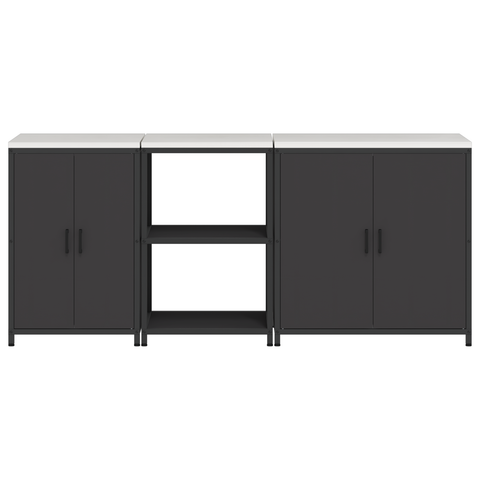 vidaXL with Shelf Other with Storage with Door 3 pcs Black Cold-rolled steel