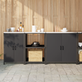 vidaXL with Shelf Other with Storage with Door 3 pcs Black Cold-rolled steel