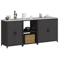 vidaXL with Shelf Other with Storage with Door 3 pcs Black Cold-rolled steel