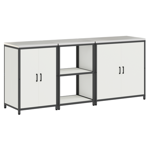 vidaXL with Shelf Other with Storage with Door 3 pcs White Cold-rolled steel