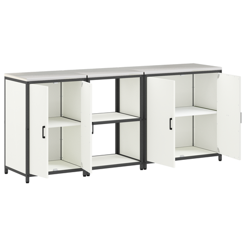 vidaXL with Shelf Other with Storage with Door 3 pcs White Cold-rolled steel