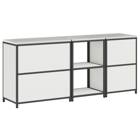 vidaXL with Shelf Other with Storage with Door 3 pcs White Cold-rolled steel