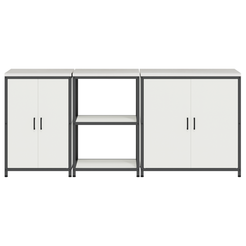 vidaXL with Shelf Other with Storage with Door 3 pcs White Cold-rolled steel