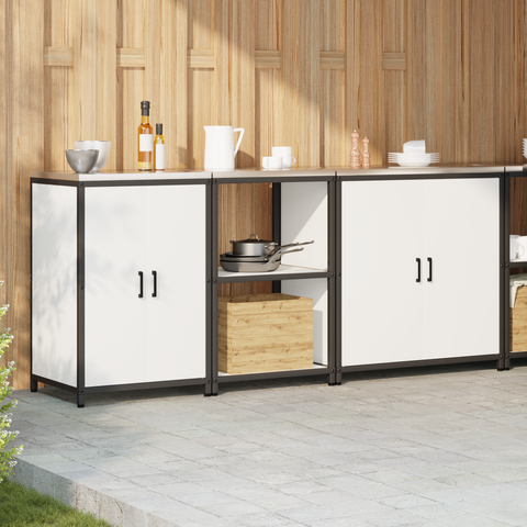 vidaXL with Shelf Other with Storage with Door 3 pcs White Cold-rolled steel