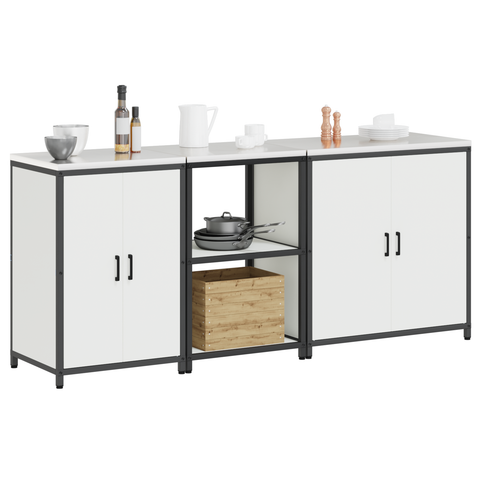 vidaXL with Shelf Other with Storage with Door 3 pcs White Cold-rolled steel