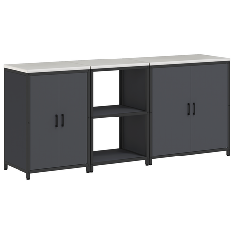 vidaXL with Shelf Other with Storage with Door 3 pcs Anthracite Cold-rolled steel
