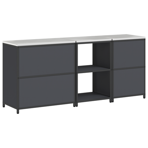 vidaXL with Shelf Other with Storage with Door 3 pcs Anthracite Cold-rolled steel