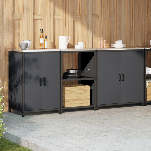 vidaXL with Shelf Other with Storage with Door 3 pcs Anthracite Cold-rolled steel
