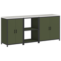 vidaXL with Shelf Other with Storage with Door 3 pcs Olive Green Cold-rolled steel