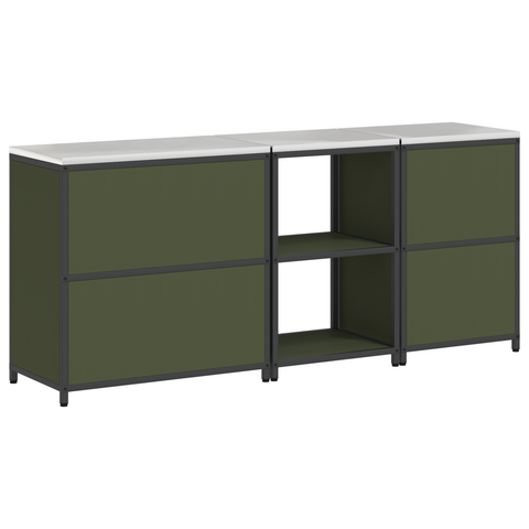 vidaXL with Shelf Other with Storage with Door 3 pcs Olive Green Cold-rolled steel