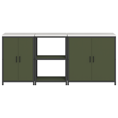 vidaXL with Shelf Other with Storage with Door 3 pcs Olive Green Cold-rolled steel
