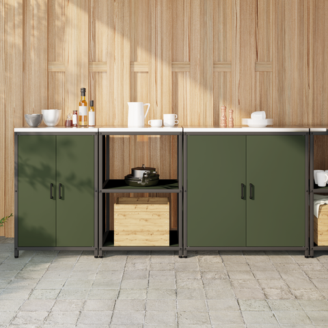 vidaXL with Shelf Other with Storage with Door 3 pcs Olive Green Cold-rolled steel