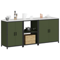 vidaXL with Shelf Other with Storage with Door 3 pcs Olive Green Cold-rolled steel