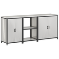vidaXL with Shelf Other with Storage with Door 3 pcs Stainless steel