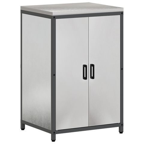 vidaXL with Shelf Other with Storage with Door 3 pcs Stainless steel