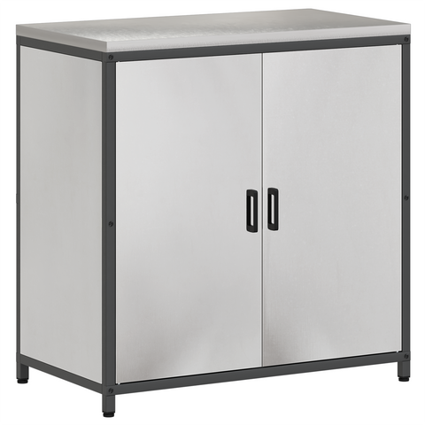 vidaXL with Shelf Other with Storage with Door 3 pcs Stainless steel