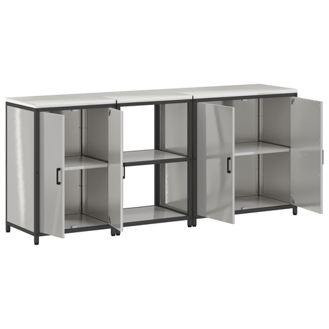 vidaXL with Shelf Other with Storage with Door 3 pcs Stainless steel