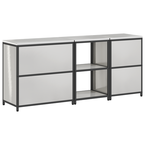 vidaXL with Shelf Other with Storage with Door 3 pcs Stainless steel