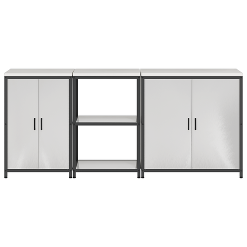 vidaXL with Shelf Other with Storage with Door 3 pcs Stainless steel