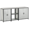 vidaXL with Shelf Other with Storage with Door 3 pcs Galvanised steel