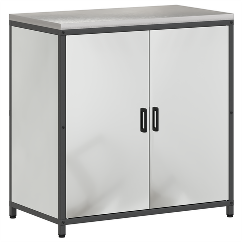 vidaXL with Shelf Other with Storage with Door 3 pcs Galvanised steel