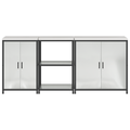 vidaXL with Shelf Other with Storage with Door 3 pcs Galvanised steel
