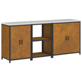 vidaXL with Shelf Other with Storage with Door 3 pcs Rusty Weathering steel