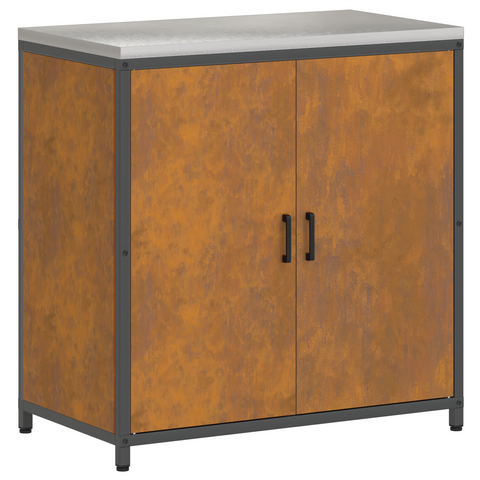 vidaXL with Shelf Other with Storage with Door 3 pcs Rusty Weathering steel