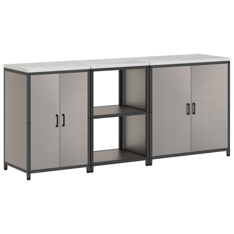 vidaXL with Shelf Other with Storage with Door 3 pcs Rusty Weathering steel