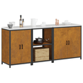 vidaXL with Shelf Other with Storage with Door 3 pcs Rusty Weathering steel
