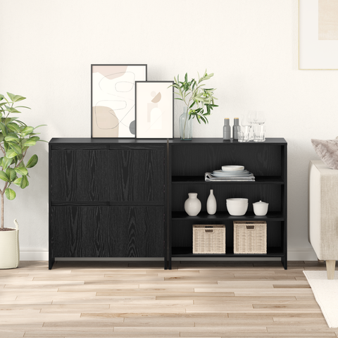 vidaXL Sideboard 2 pcs Black oak 70 x 41 x 75 cm Engineered wood