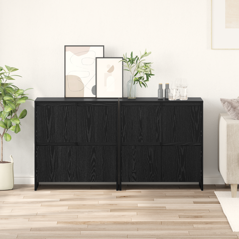 vidaXL Sideboard 2 pcs Black oak 70 x 41 x 75 cm Engineered wood