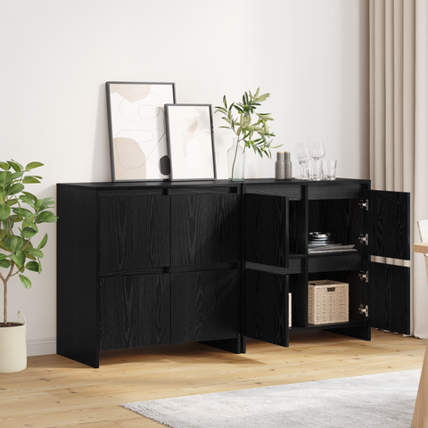 vidaXL Sideboard 2 pcs Black oak 70 x 41 x 75 cm Engineered wood