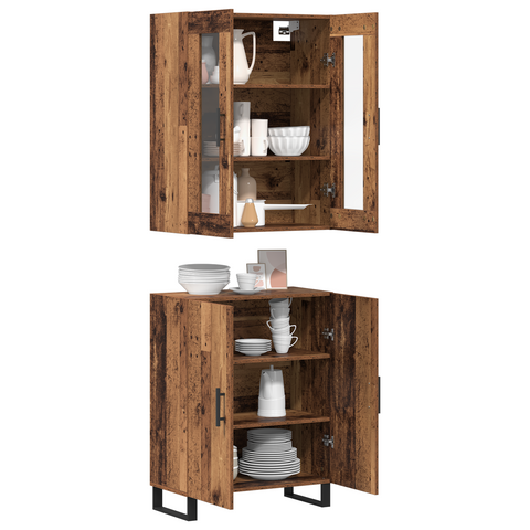 vidaXL Highboard with Shelf Wall-mounted with Storage with Door Old wood Medium Engineered wood