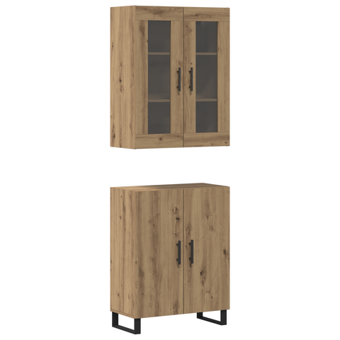 vidaXL Highboard Artisan oak Two-piece set Engineered wood