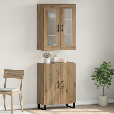 vidaXL Highboard Artisan oak Two-piece set Engineered wood