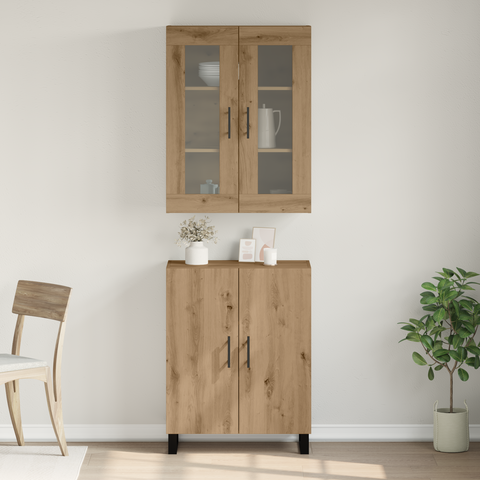 vidaXL Highboard Artisan oak Two-piece set Engineered wood