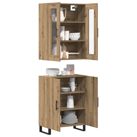 vidaXL Highboard Artisan oak Two-piece set Engineered wood