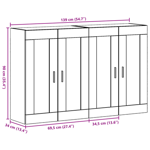 vidaXL Wall Mounted Cabinets 2 pcs Artisan Oak 69.5x34x90 cm Engineered Wood