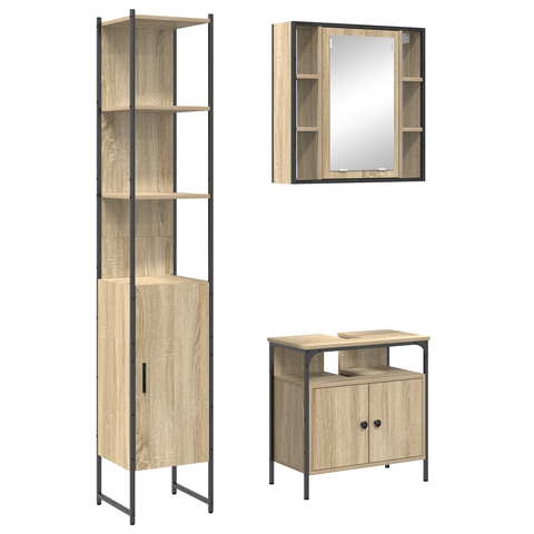 vidaXL Bathroom Furniture Set 3 pcs Sonoma oak 33 x 33 x 185.5 cm