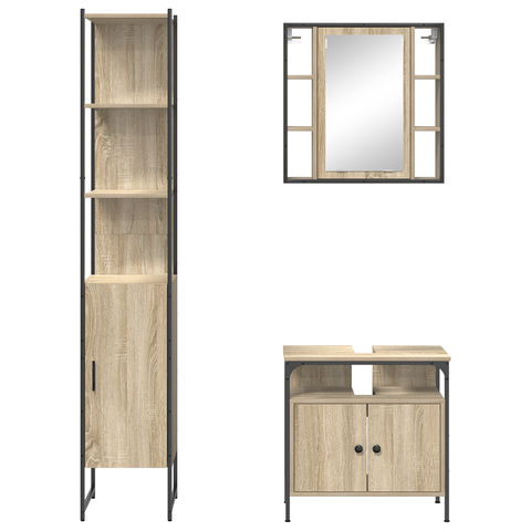 vidaXL Bathroom Furniture Set 3 pcs Sonoma oak 33 x 33 x 185.5 cm