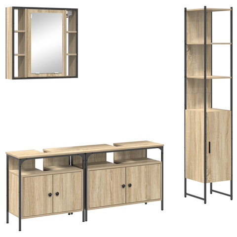 vidaXL Bathroom Furniture Set 4 pcs Sonoma oak 33 x 33 x 185.5 cm