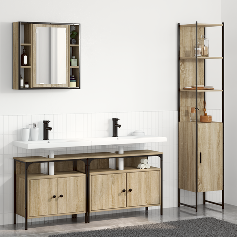 vidaXL Bathroom Furniture Set 4 pcs Sonoma oak 33 x 33 x 185.5 cm