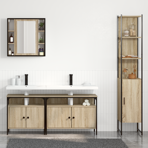 vidaXL Bathroom Furniture Set 4 pcs Sonoma oak 33 x 33 x 185.5 cm